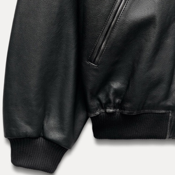 ZARA OVERSIZED LEATHER BOMBER JACKET DARK BROWN XS 5479/713/716 GENUINE FALL - Picture 7 of 9